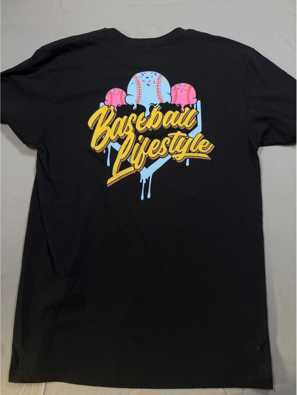 Baseball Lifestyle 101 black graphic T shirt Medium